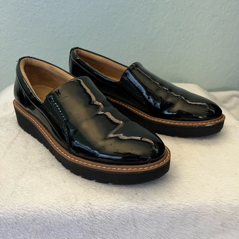 Naturalizer Womens Comfort Shoes Slip On Loafers 6 Black Patent